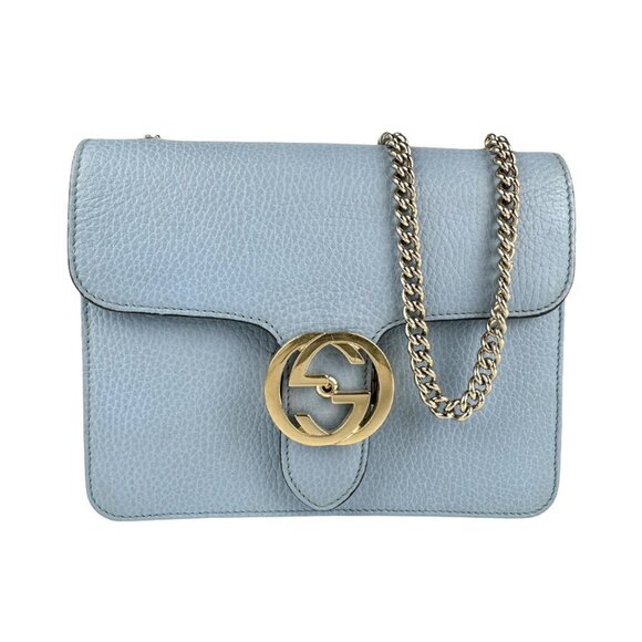 Gucci Handbags - GUCCI Authentic Blue Leather Shoulder Bag